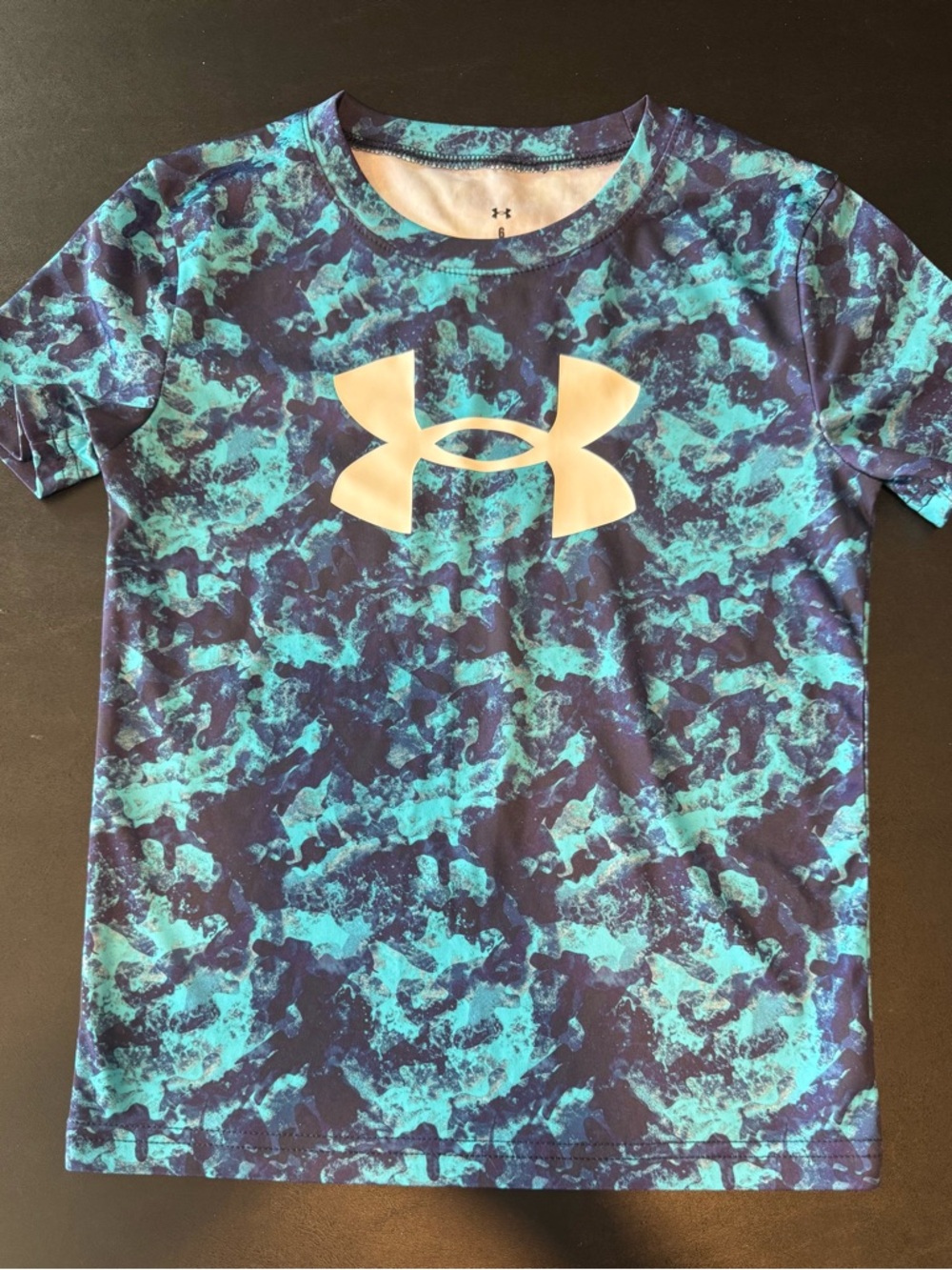 Under Armour Blue Teal Camo Logo Short Sleeve Tee